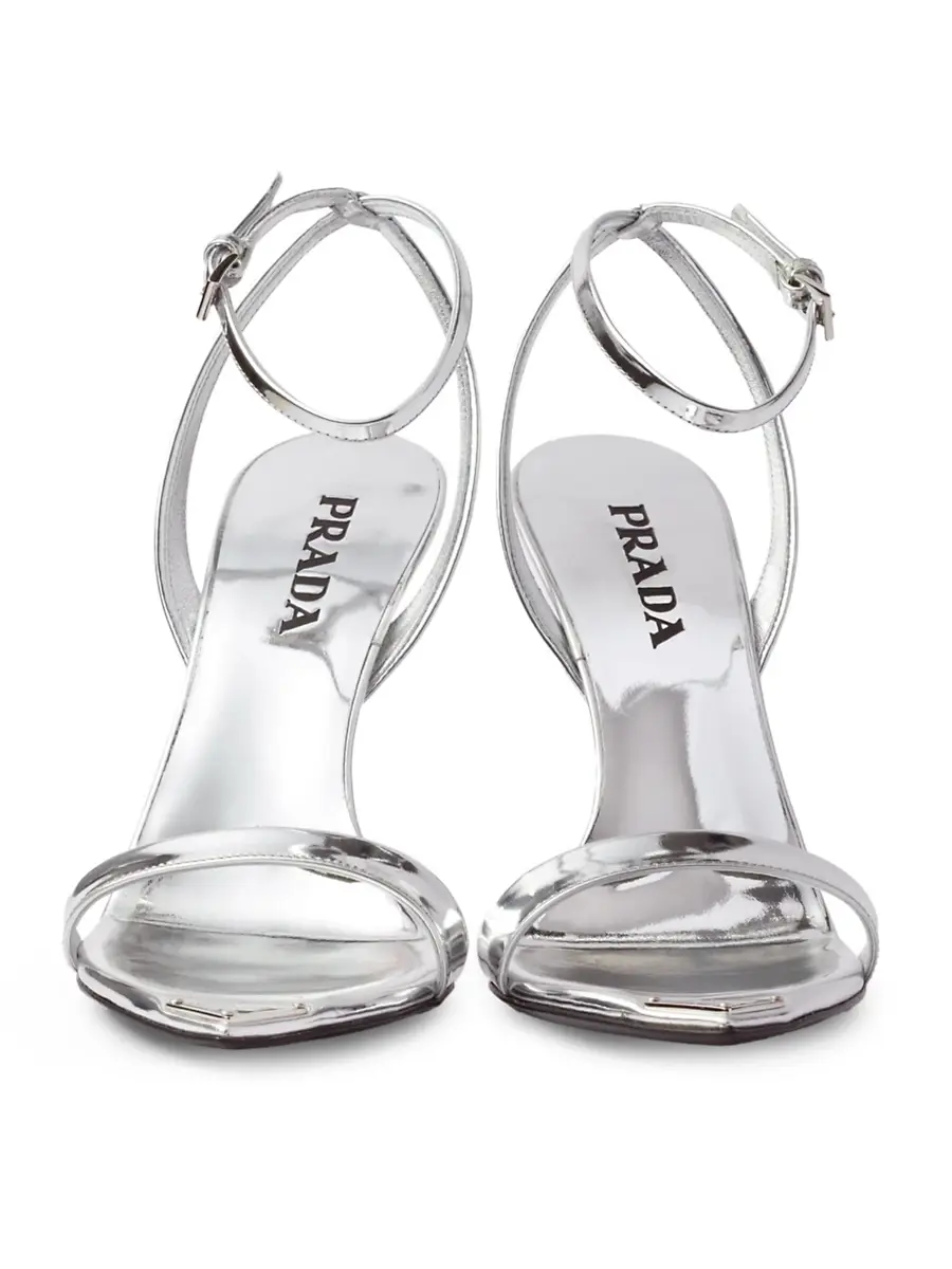 Prada Women's Metallic Leather High-Heeled Sandals | Thumbnail 4 Prada Women's Metallic Leather High-Heeled Sandals | Thumbnail 4