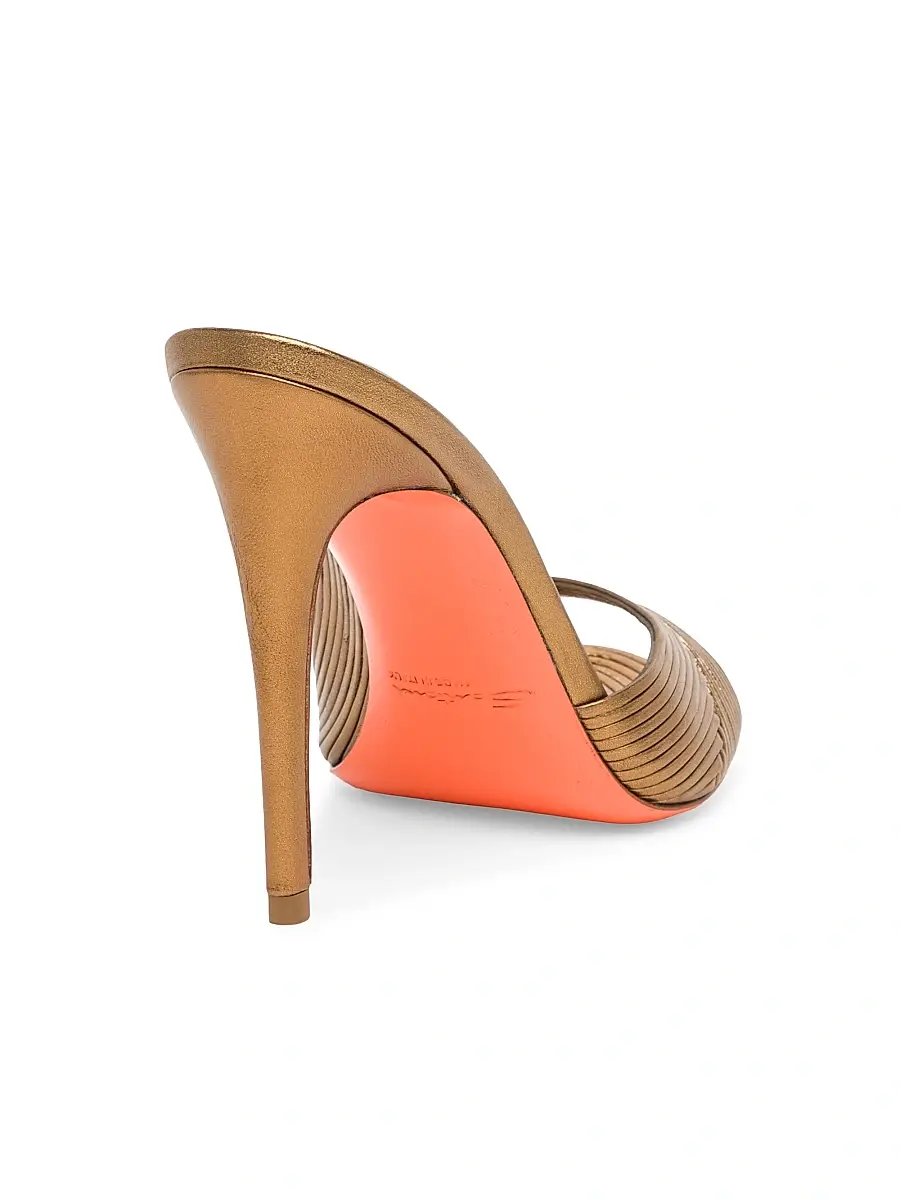 Santoni Women's Serpentine 85MM Metallic Leather Sandals - Bronze | Thumbnail 3 Santoni Women's Serpentine 85MM Metallic Leather Sandals - Bronze | Thumbnail 3