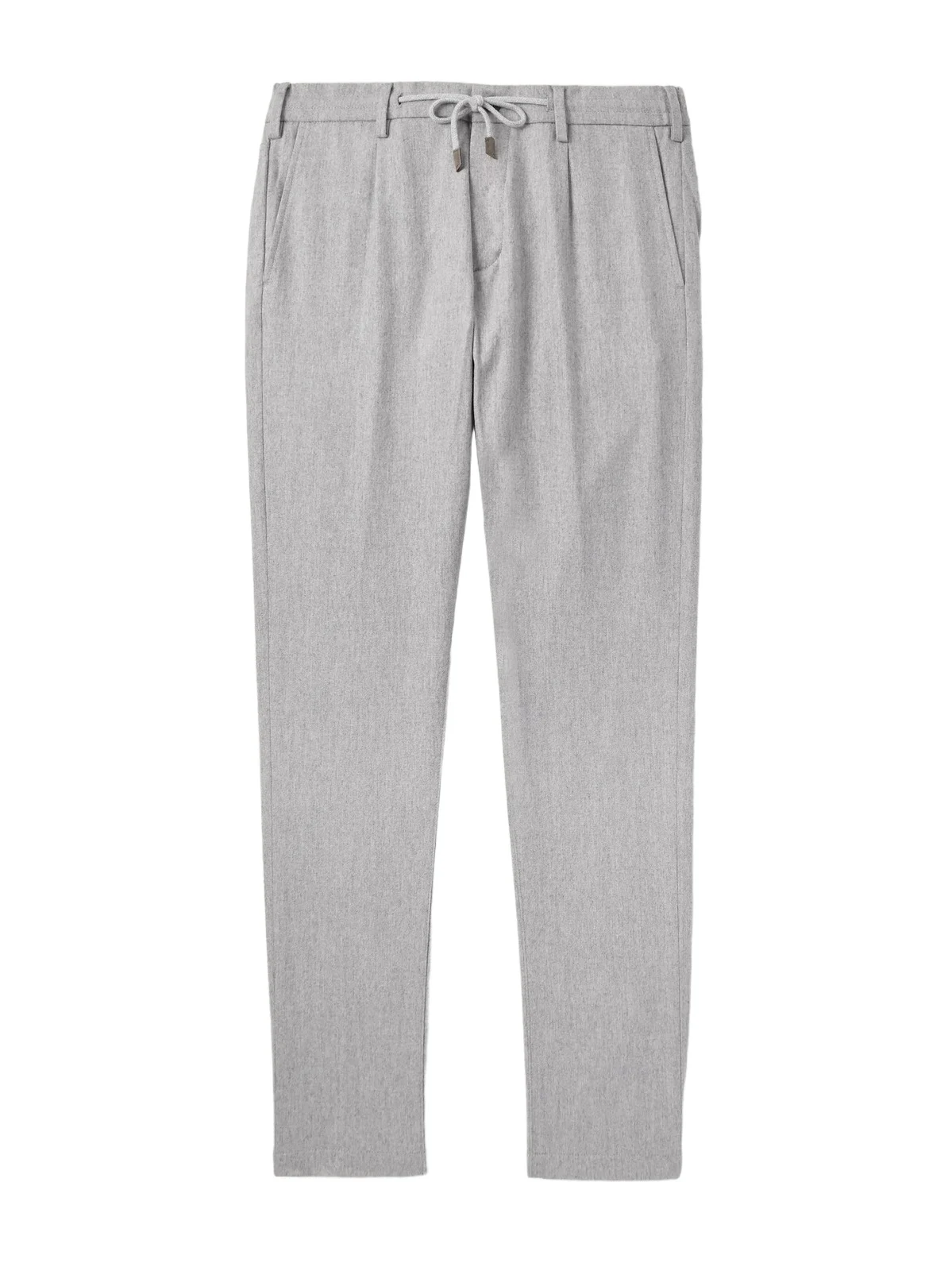 Slim-Fit Straight-Leg Pleated Stretch Wool and Cashmere-Blend Drawstring Trousers - Men