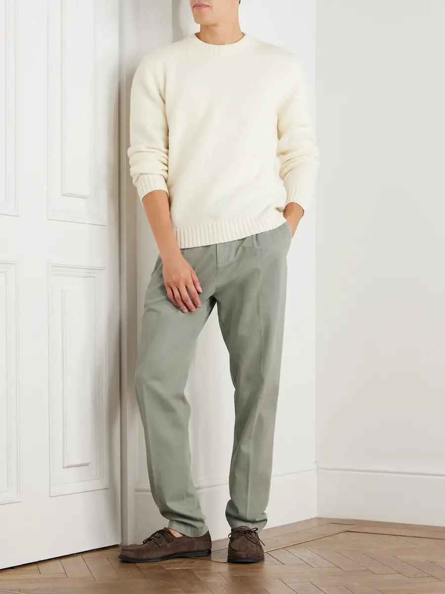 ELEVENTY Tapered Pleated Stretch Cotton and Lyocell-Blend Twill Trousers - Men | Thumbnail 2 ELEVENTY Tapered Pleated Stretch Cotton and Lyocell-Blend Twill Trousers - Men | Thumbnail 2