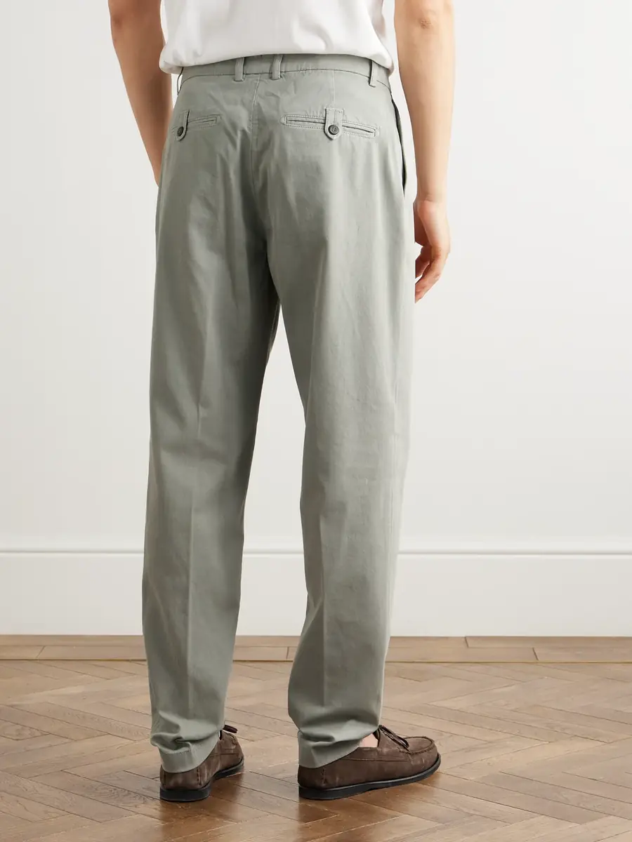 ELEVENTY Tapered Pleated Stretch Cotton and Lyocell-Blend Twill Trousers - Men | Thumbnail 4 ELEVENTY Tapered Pleated Stretch Cotton and Lyocell-Blend Twill Trousers - Men | Thumbnail 4