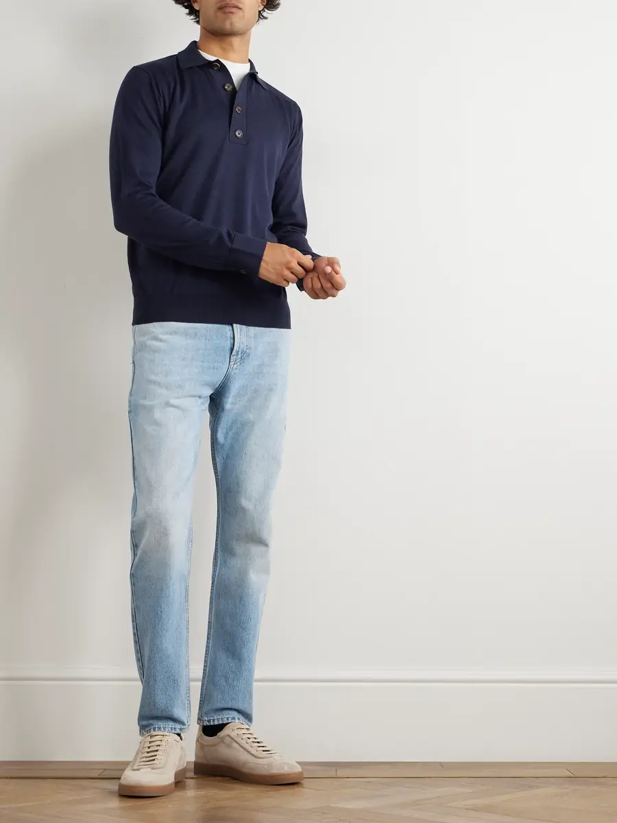 ELEVENTY Slim-Fit Cotton and Cashmere-Blend Polo Shirt - Men | Thumbnail 2