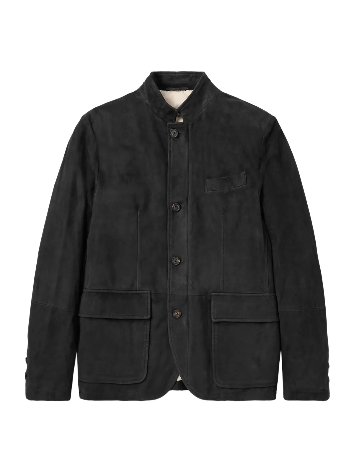 ELEVENTY Slim-Fit Nehru-Collar Padded Suede Down Jacket - Men