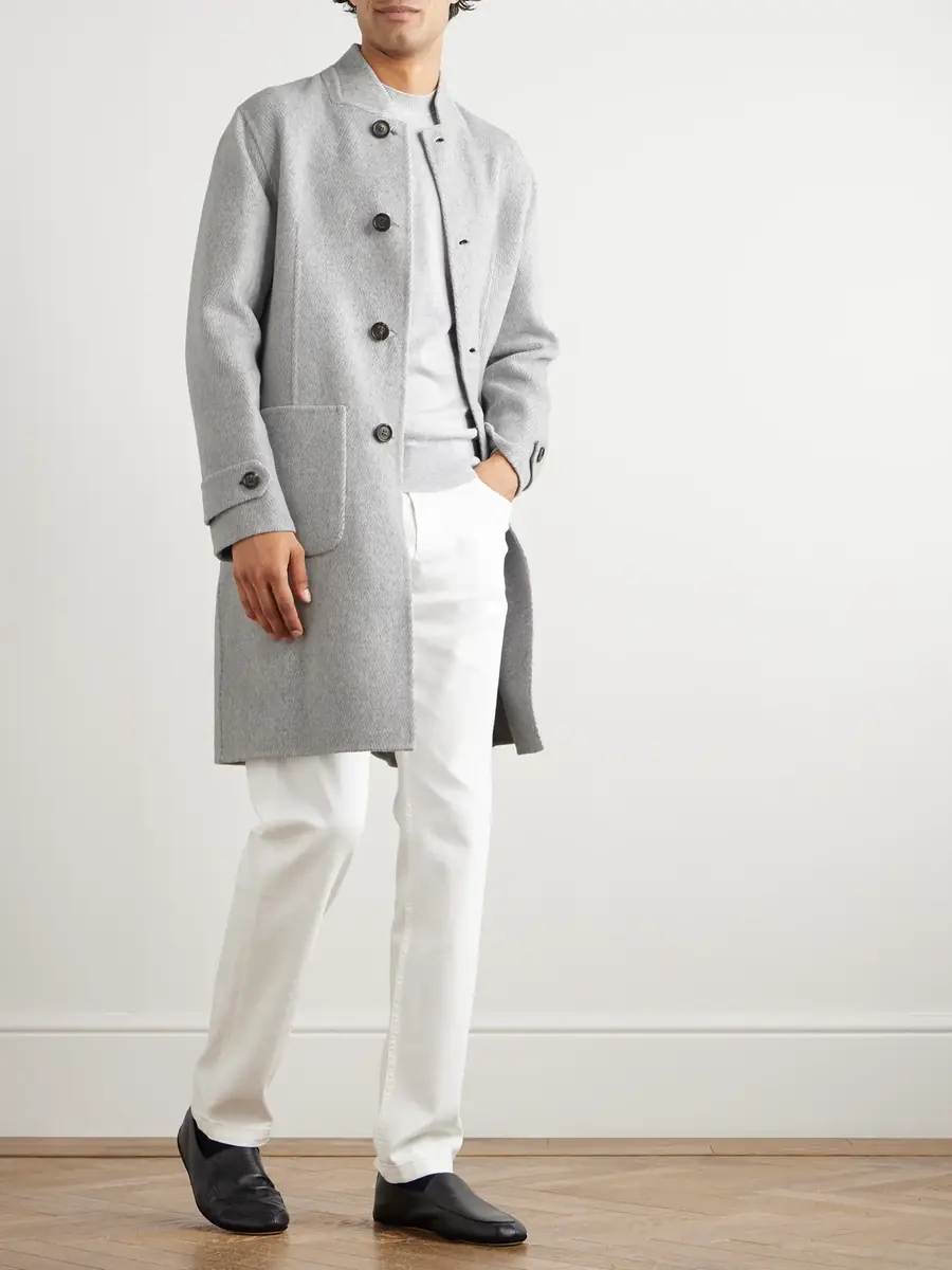 ELEVENTY Herringbone Wool and Cashmere-Blend Overcoat - Men | Thumbnail 2 ELEVENTY Herringbone Wool and Cashmere-Blend Overcoat - Men | Thumbnail 2