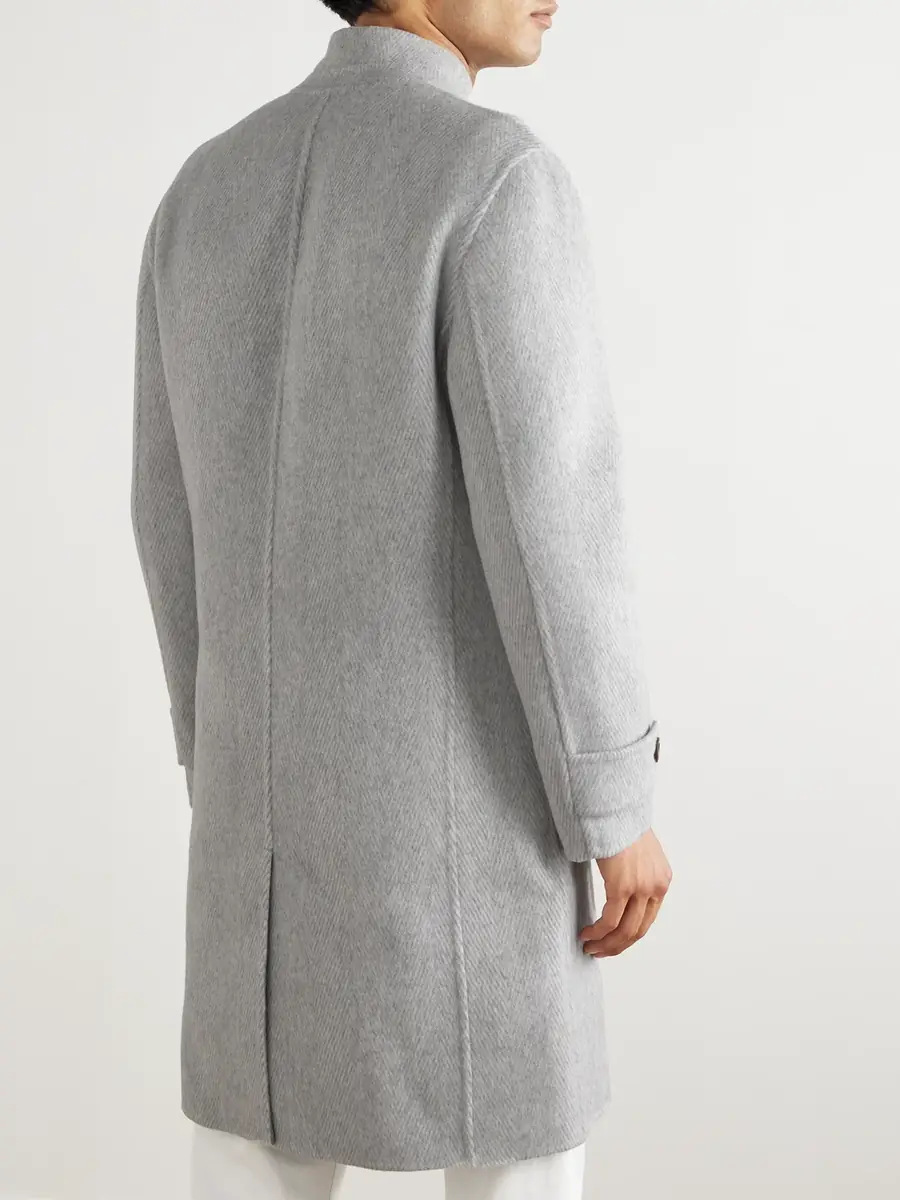 ELEVENTY Herringbone Wool and Cashmere-Blend Overcoat - Men | Thumbnail 4 ELEVENTY Herringbone Wool and Cashmere-Blend Overcoat - Men | Thumbnail 4