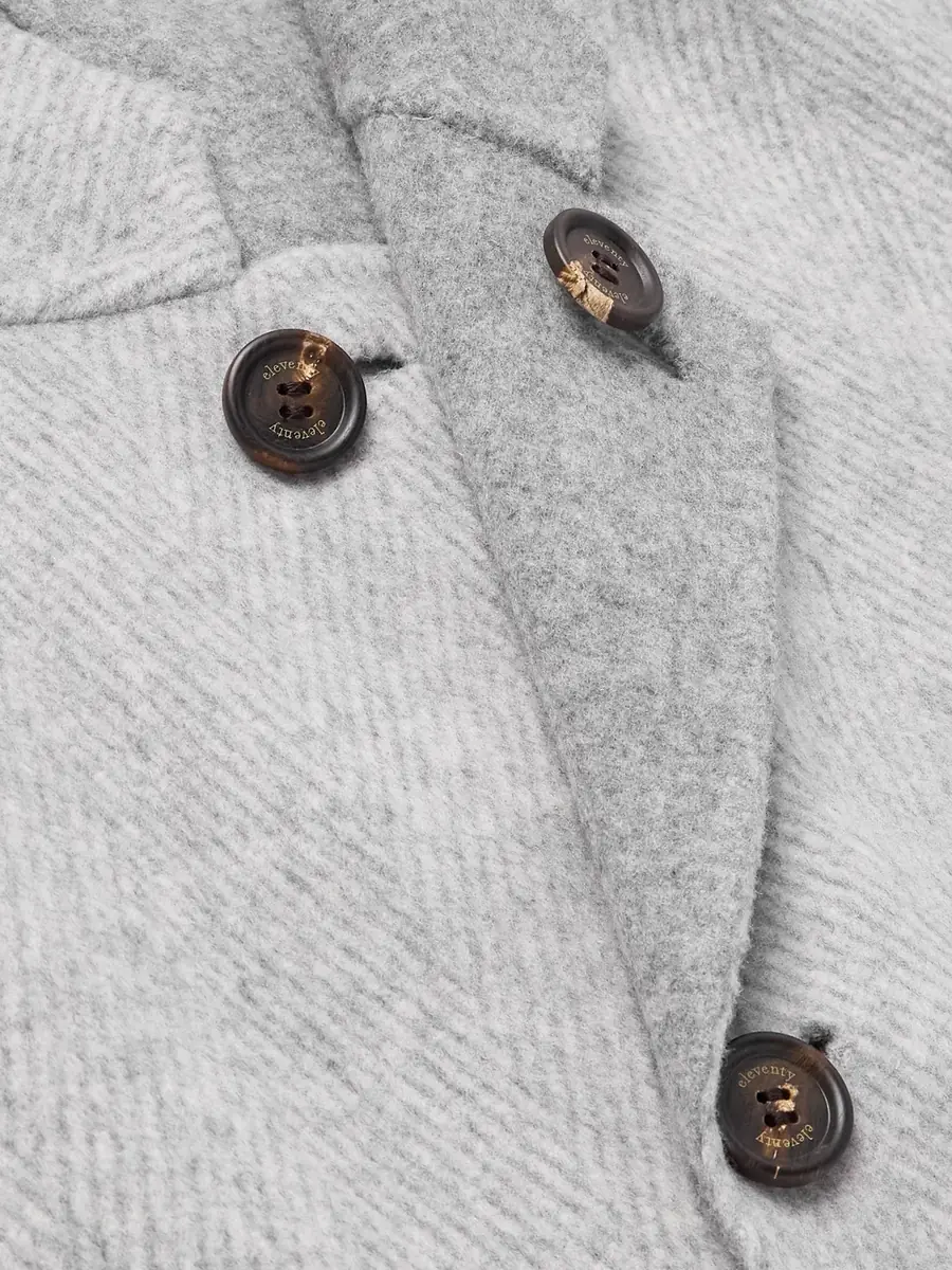 ELEVENTY Herringbone Wool and Cashmere-Blend Overcoat - Men | Thumbnail 5 ELEVENTY Herringbone Wool and Cashmere-Blend Overcoat - Men | Thumbnail 5