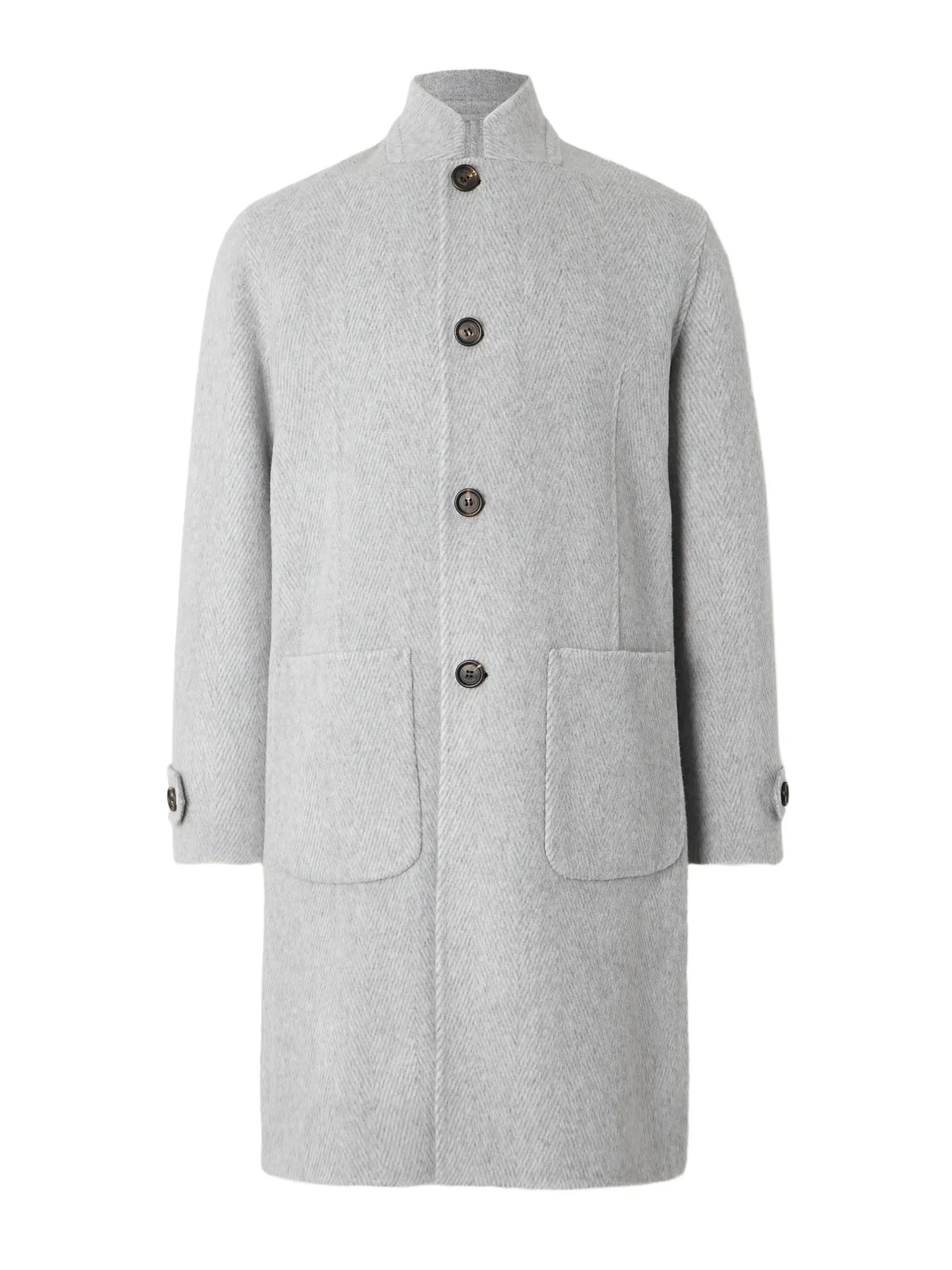 Herringbone Wool and Cashmere-Blend Overcoat - Men Herringbone Wool and Cashmere-Blend Overcoat - Men