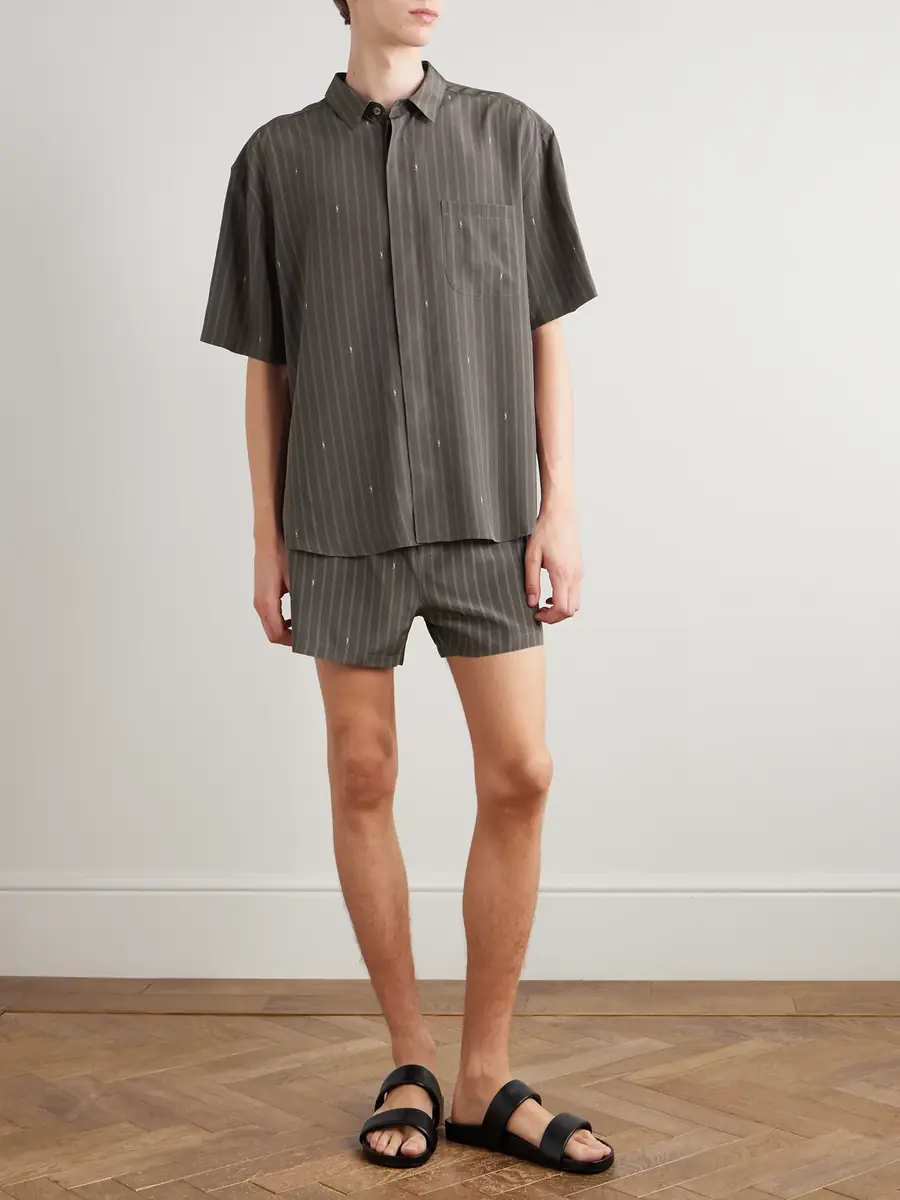 Saint Laurent Striped Silk Crepe de Chine Shirt - Men | Thumbnail 2