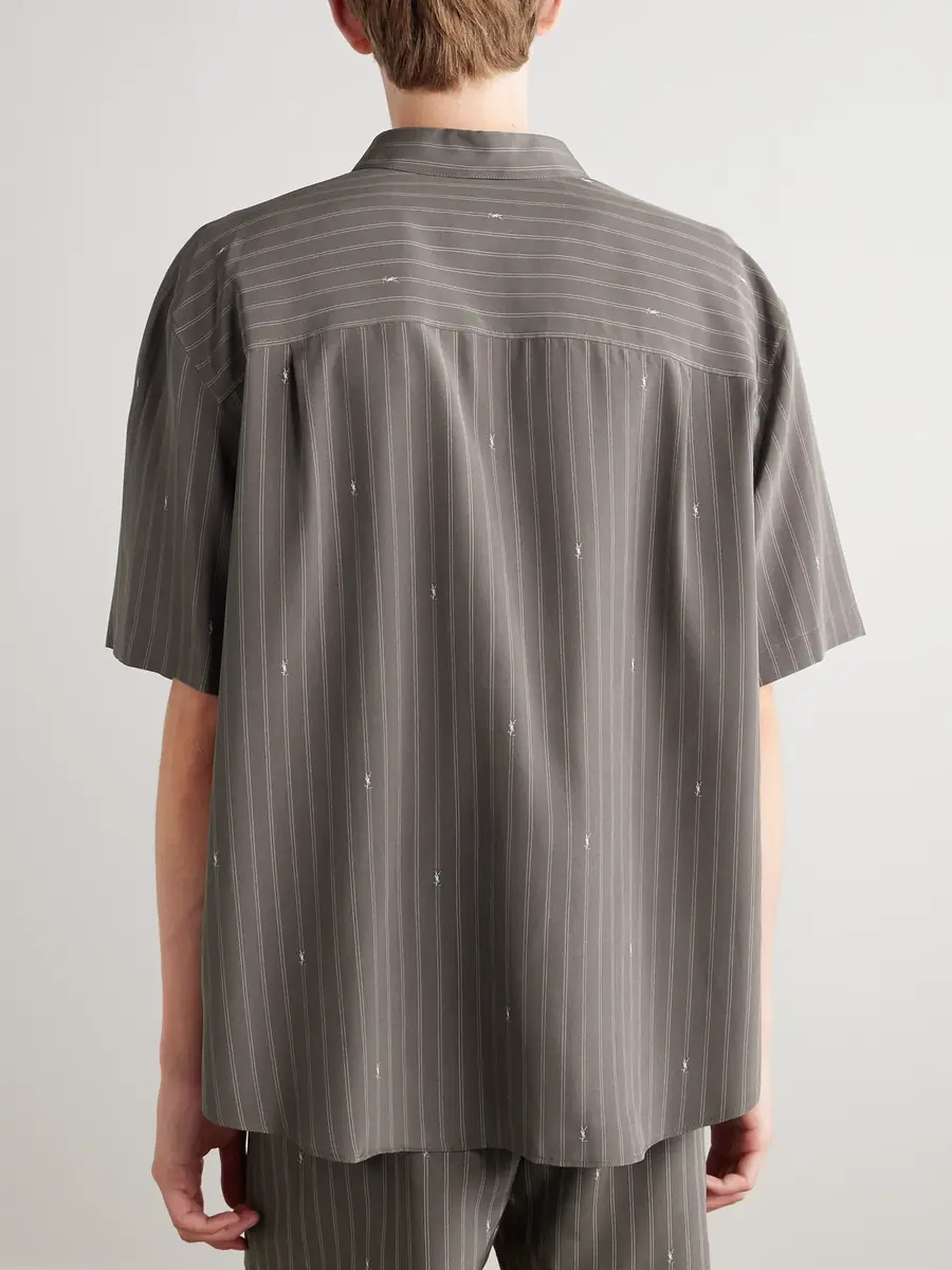 Saint Laurent Striped Silk Crepe de Chine Shirt - Men | Thumbnail 3