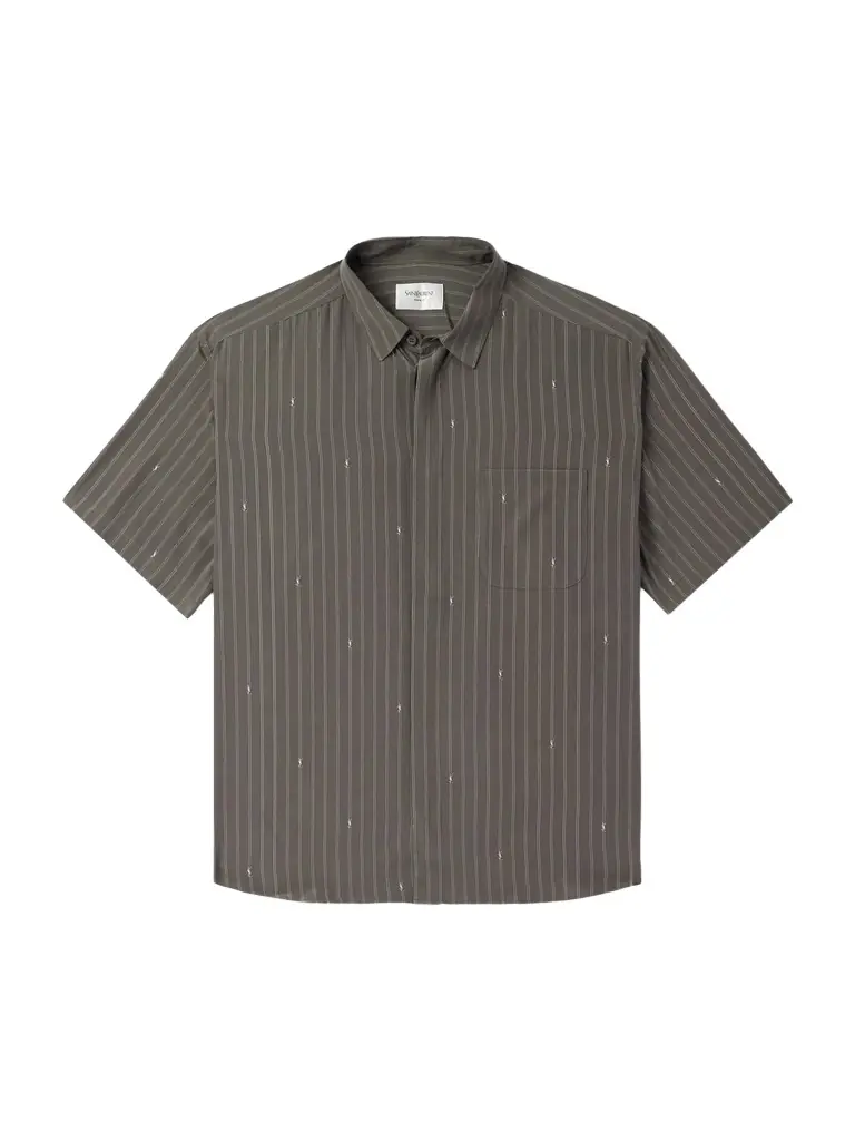 Saint Laurent Striped Silk Crepe de Chine Shirt - Men | Image 1 Saint Laurent Striped Silk Crepe de Chine Shirt - Men | Image 1