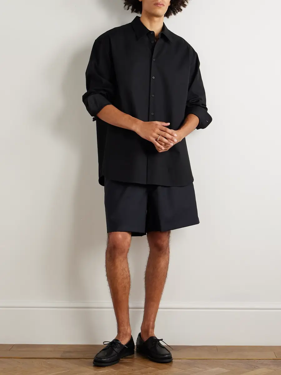 Saman Amel Straight-Leg Wool Drawstring Shorts - Men | Thumbnail 2
