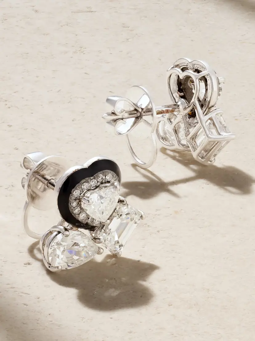 Kamyen 18-karat White Gold, Diamond And Enamel Earrings | Thumbnail 3 Kamyen 18-karat White Gold, Diamond And Enamel Earrings | Thumbnail 3