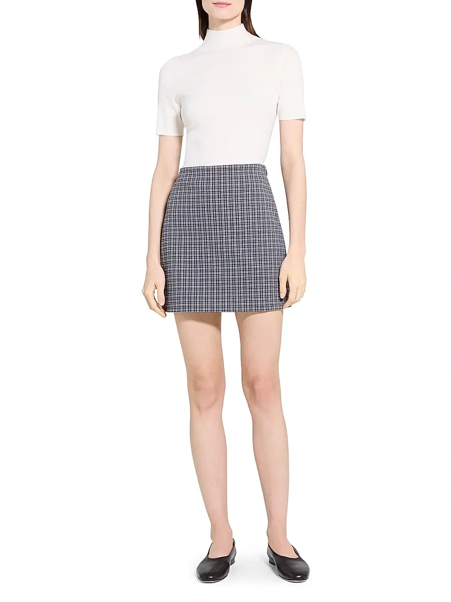 Theory Women's Plaid Knit A-Line Miniskirt | Thumbnail 2 Theory Women's Plaid Knit A-Line Miniskirt | Thumbnail 2