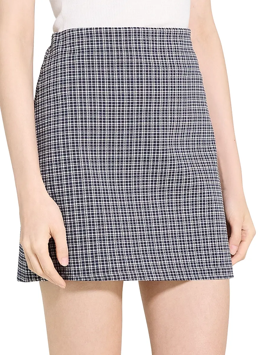 Theory Women's Plaid Knit A-Line Miniskirt | Thumbnail 4 Theory Women's Plaid Knit A-Line Miniskirt | Thumbnail 4