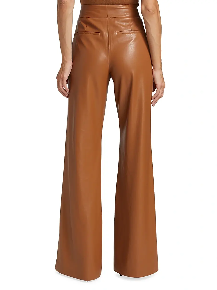 Alice + Olivia Women's Dylan Wide-Leg Faux Leather Trousers | Thumbnail 5