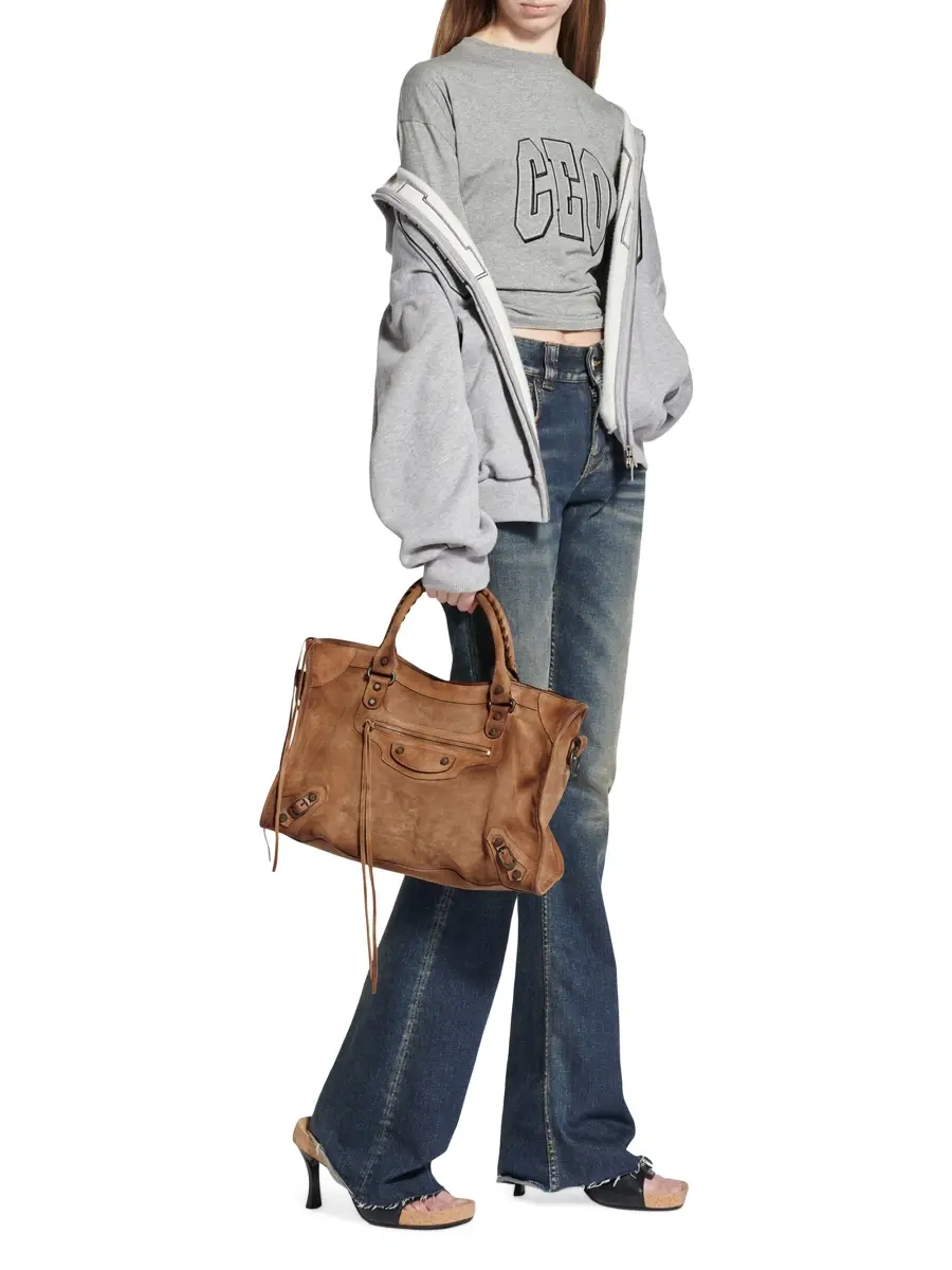 Balenciaga Women's Le City Medium Suede Tote Bag | Thumbnail 2