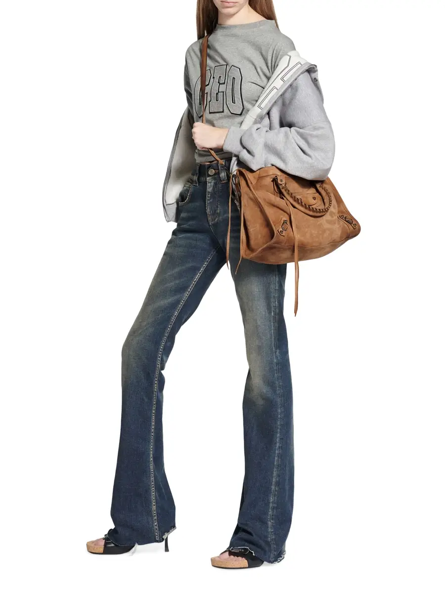 Balenciaga Women's Le City Medium Suede Tote Bag | Thumbnail 3