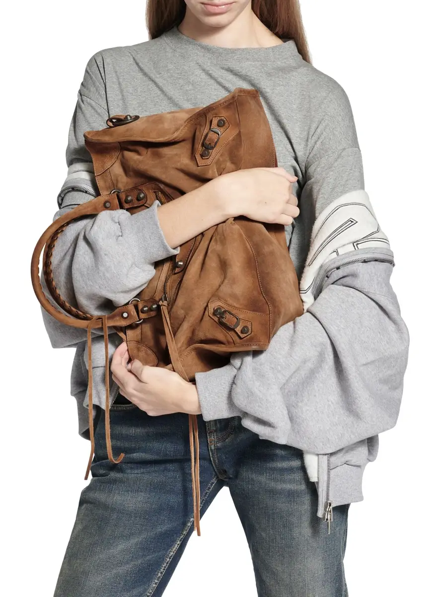 Balenciaga Women's Le City Medium Suede Tote Bag | Thumbnail 4