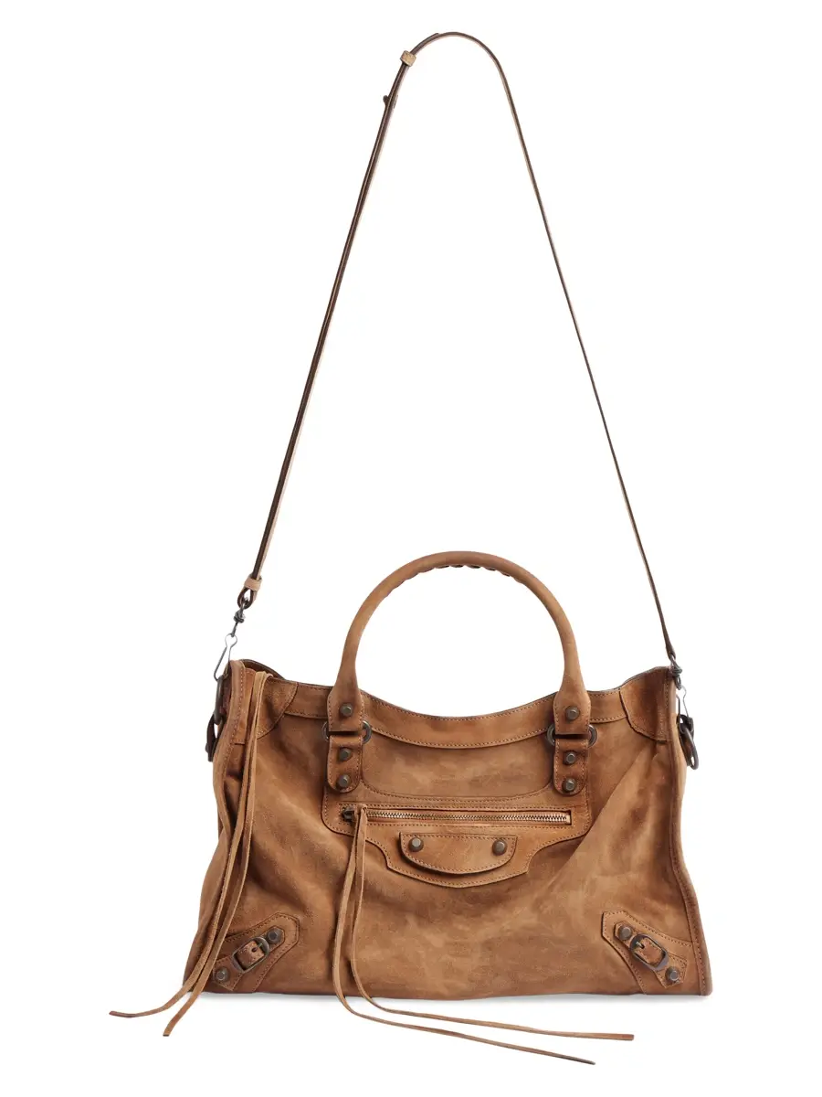 Balenciaga Women's Le City Medium Suede Tote Bag | Thumbnail 7