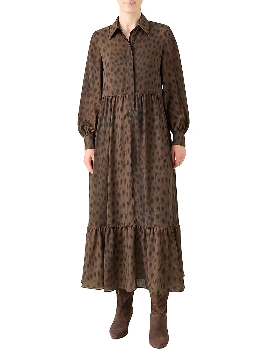 Akris punto Women's Leopard Georgette Maxi Shirtdress | Thumbnail 2