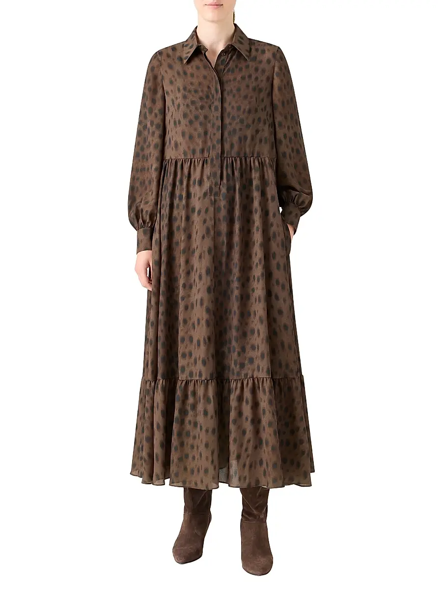 Akris punto Women's Leopard Georgette Maxi Shirtdress | Thumbnail 3