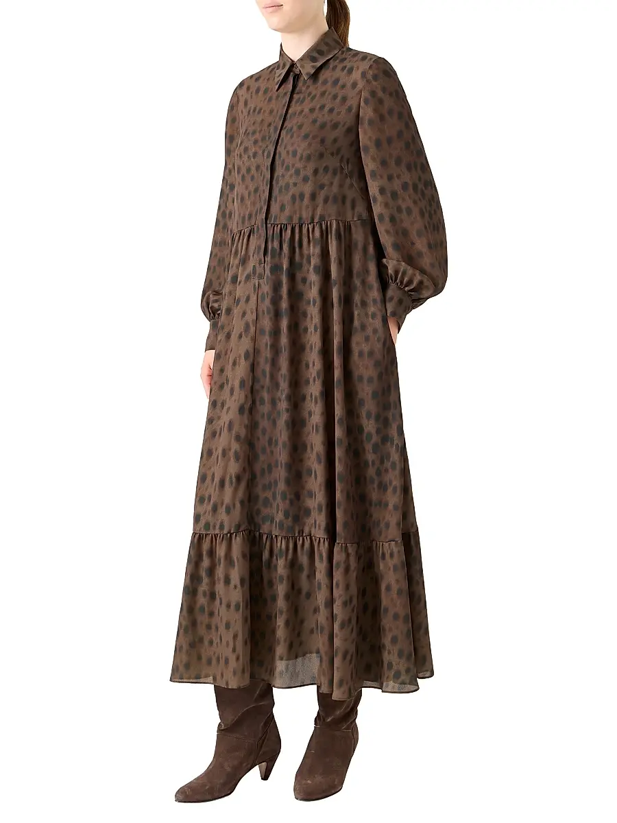 Akris punto Women's Leopard Georgette Maxi Shirtdress | Thumbnail 4