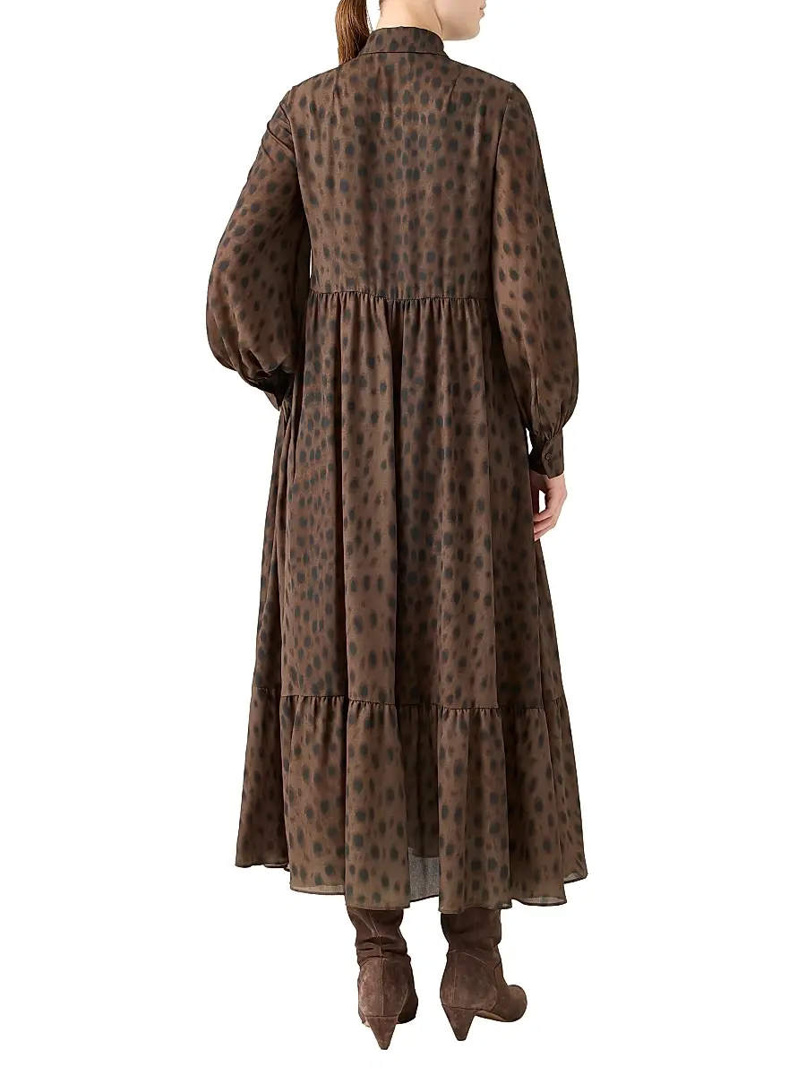 Akris punto Women's Leopard Georgette Maxi Shirtdress | Thumbnail 5