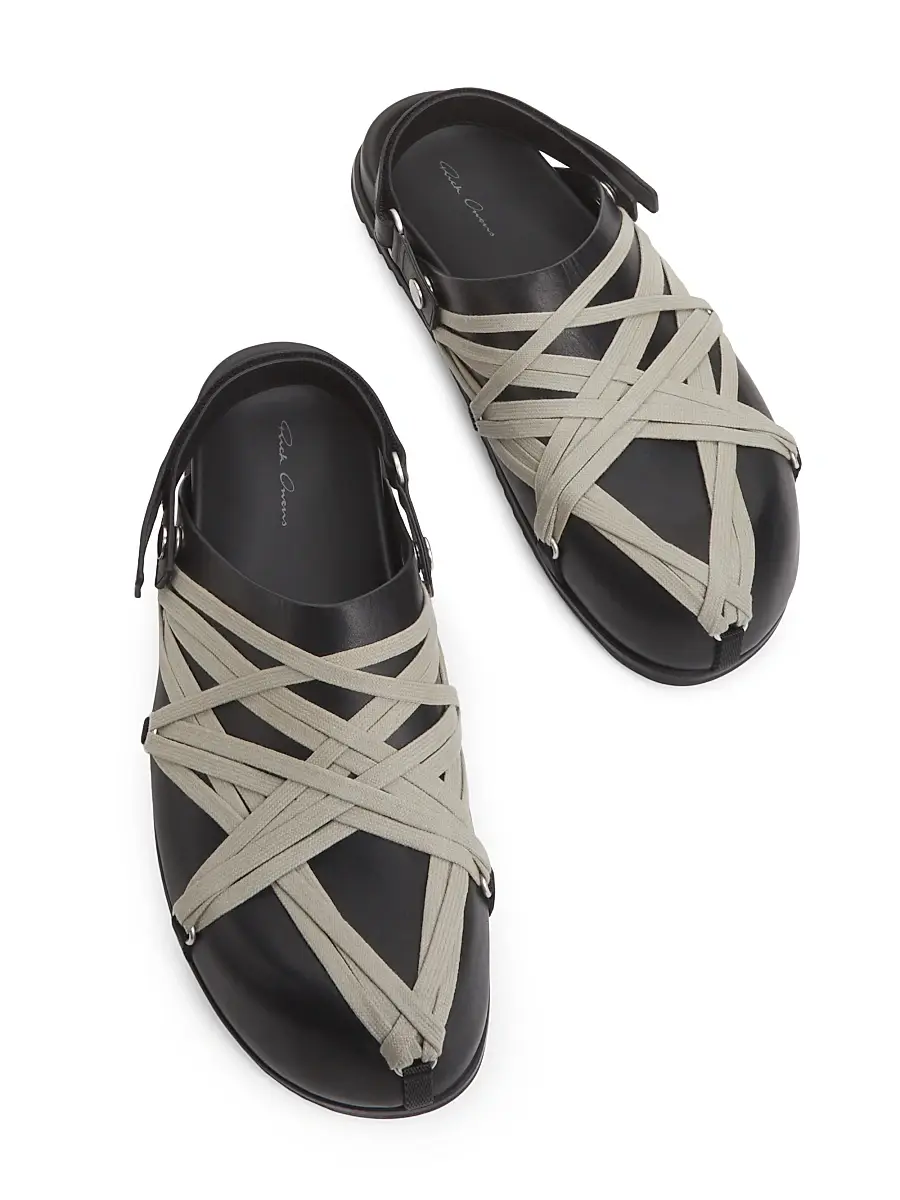 Rick Owens Men's Megalace Granola Leather Mules | Thumbnail 2