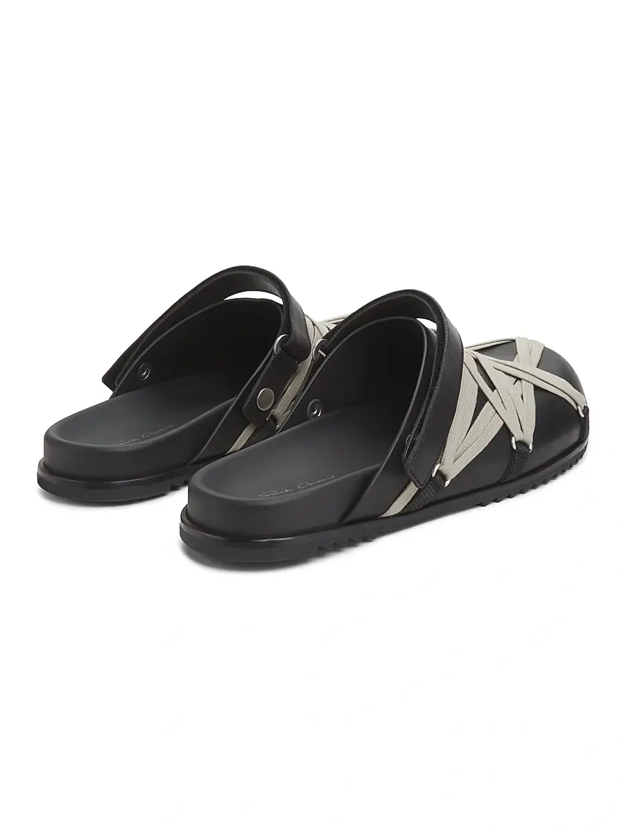Rick Owens Men's Megalace Granola Leather Mules | Thumbnail 4