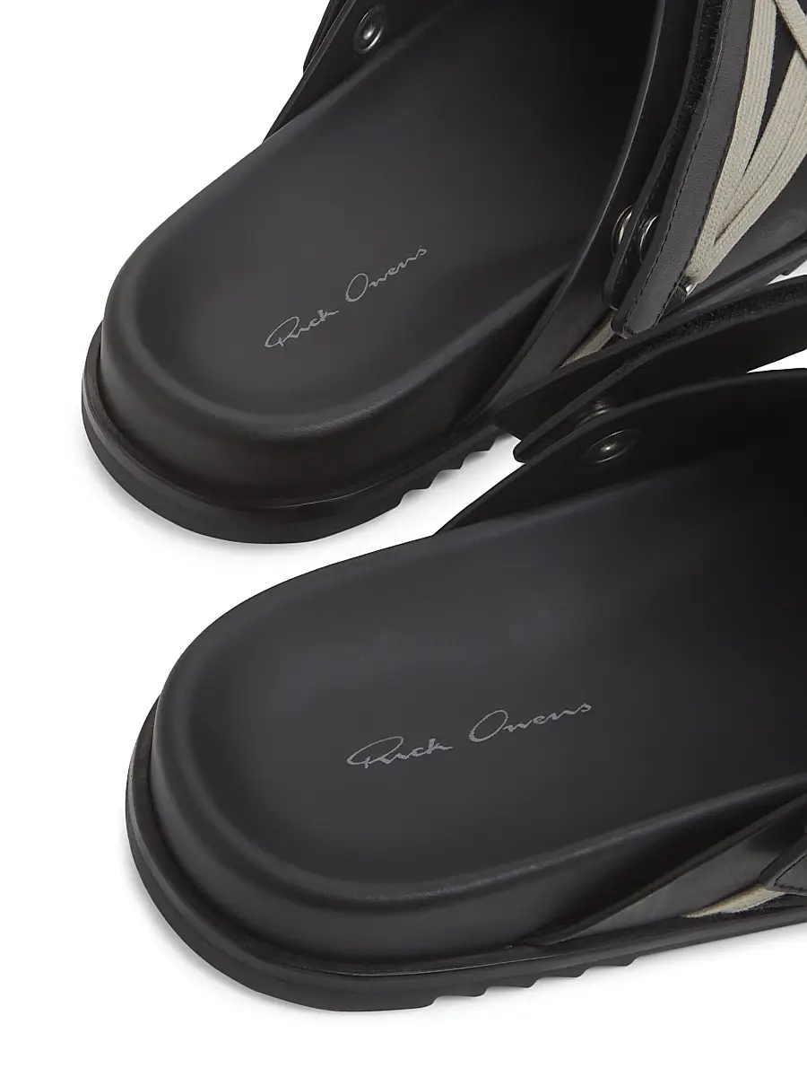 Rick Owens Men's Megalace Granola Leather Mules | Thumbnail 5