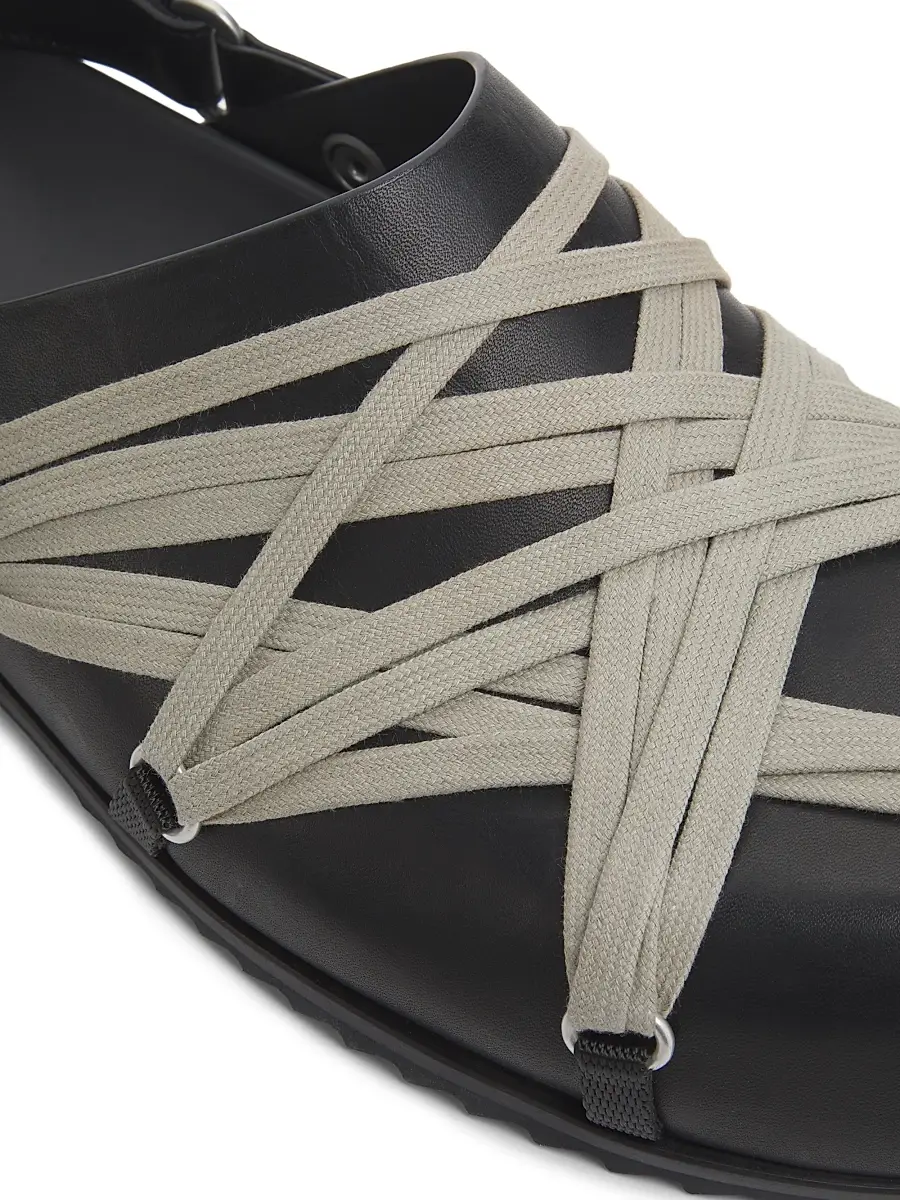 Rick Owens Men's Megalace Granola Leather Mules | Thumbnail 6