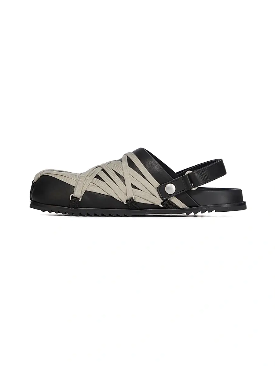 Rick Owens Men's Megalace Granola Leather Mules | Thumbnail 7