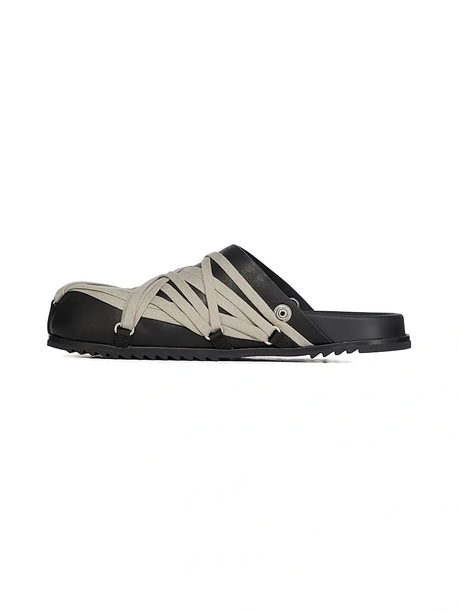 Rick Owens Men's Megalace Granola Leather Mules | Thumbnail 8