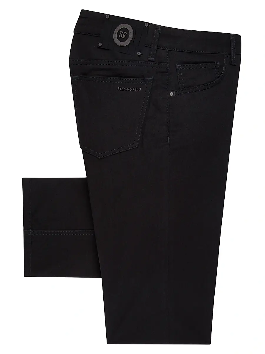 Men's Cotton Blend Tapered Jeans - Black