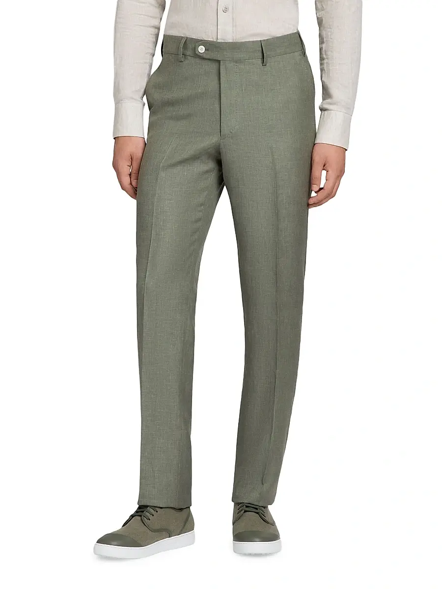 Stefano Ricci Men's Wool and Linen Blend Trousers | Thumbnail 2 Stefano Ricci Men's Wool and Linen Blend Trousers | Thumbnail 2