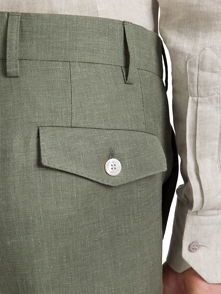 Stefano Ricci Men's Wool and Linen Blend Trousers | Thumbnail 4 Stefano Ricci Men's Wool and Linen Blend Trousers | Thumbnail 4