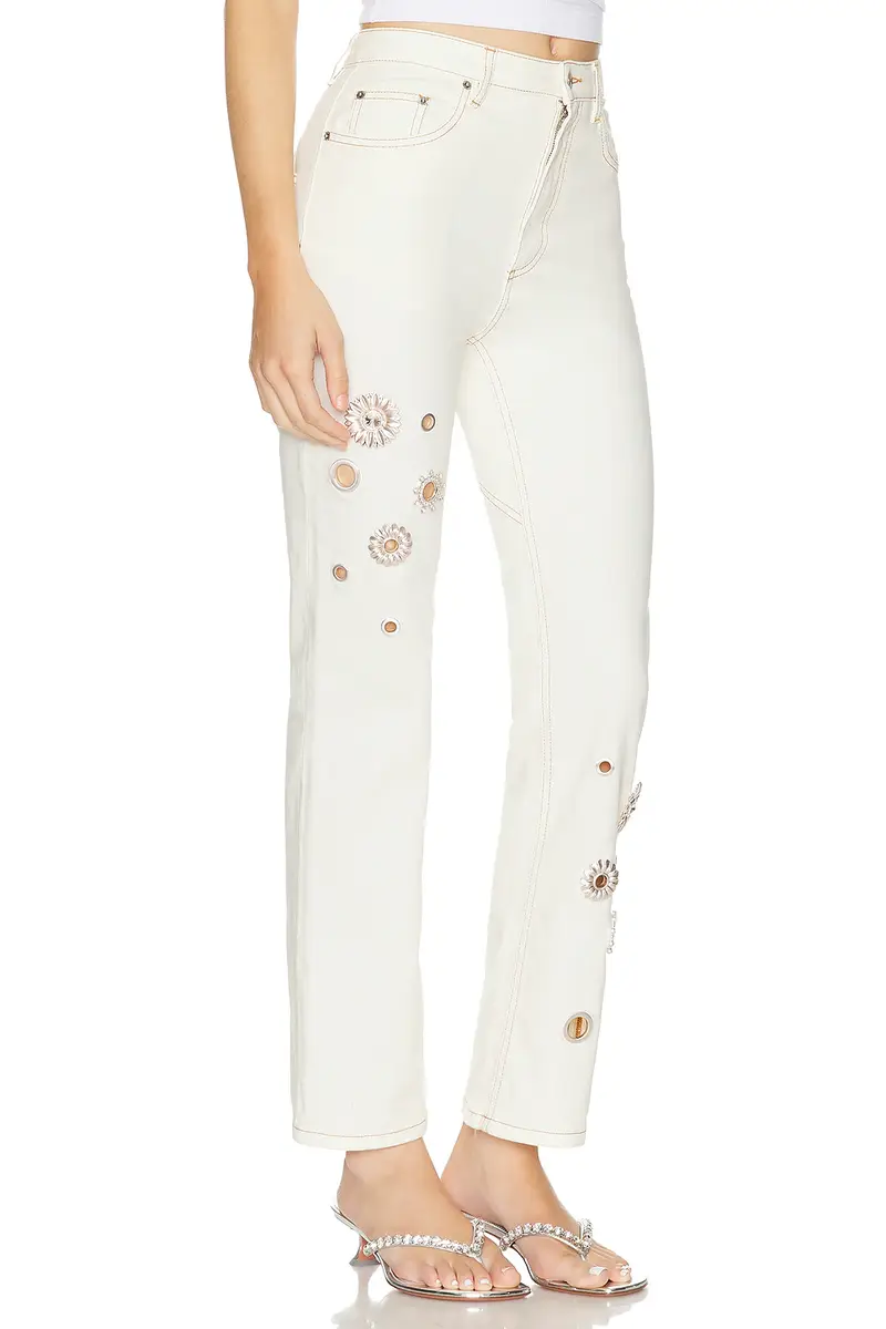 AREA Crystal Grommet Straight Leg Jean | Thumbnail 4 AREA Crystal Grommet Straight Leg Jean | Thumbnail 4