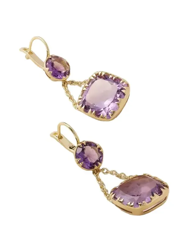 Crown 18-karat Gold Amethyst Earrings