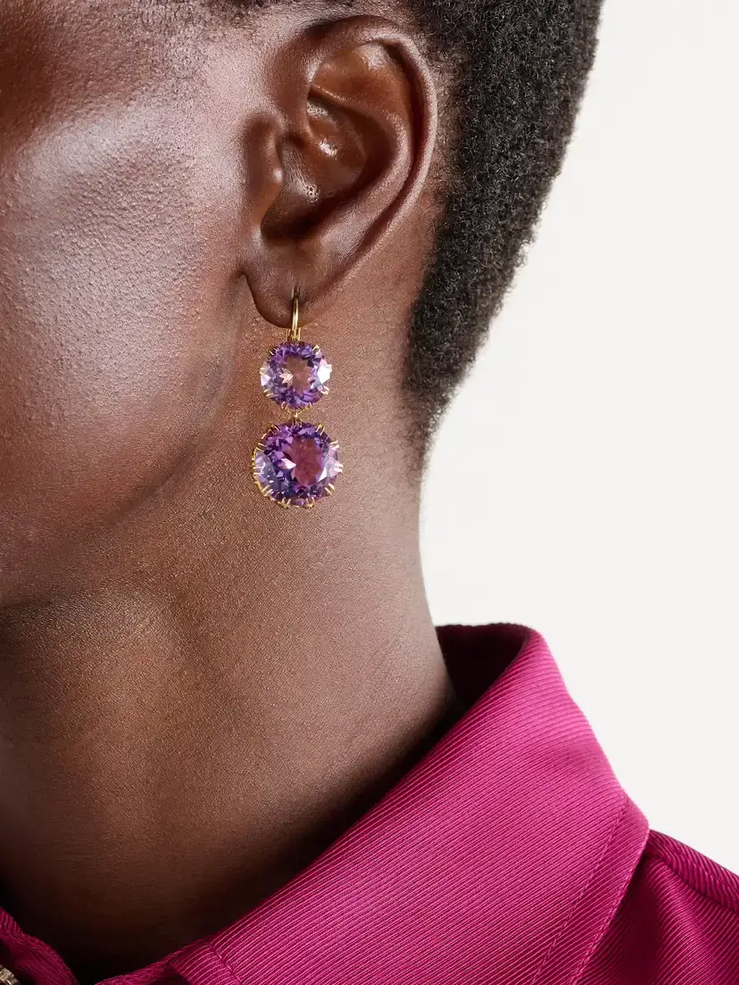 Ileana Makri Double Crown 18-karat Gold Amethyst Earrings | Thumbnail 2 Ileana Makri Double Crown 18-karat Gold Amethyst Earrings | Thumbnail 2