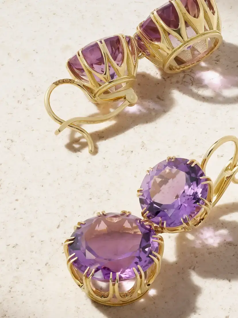 Ileana Makri Double Crown 18-karat Gold Amethyst Earrings | Thumbnail 3 Ileana Makri Double Crown 18-karat Gold Amethyst Earrings | Thumbnail 3