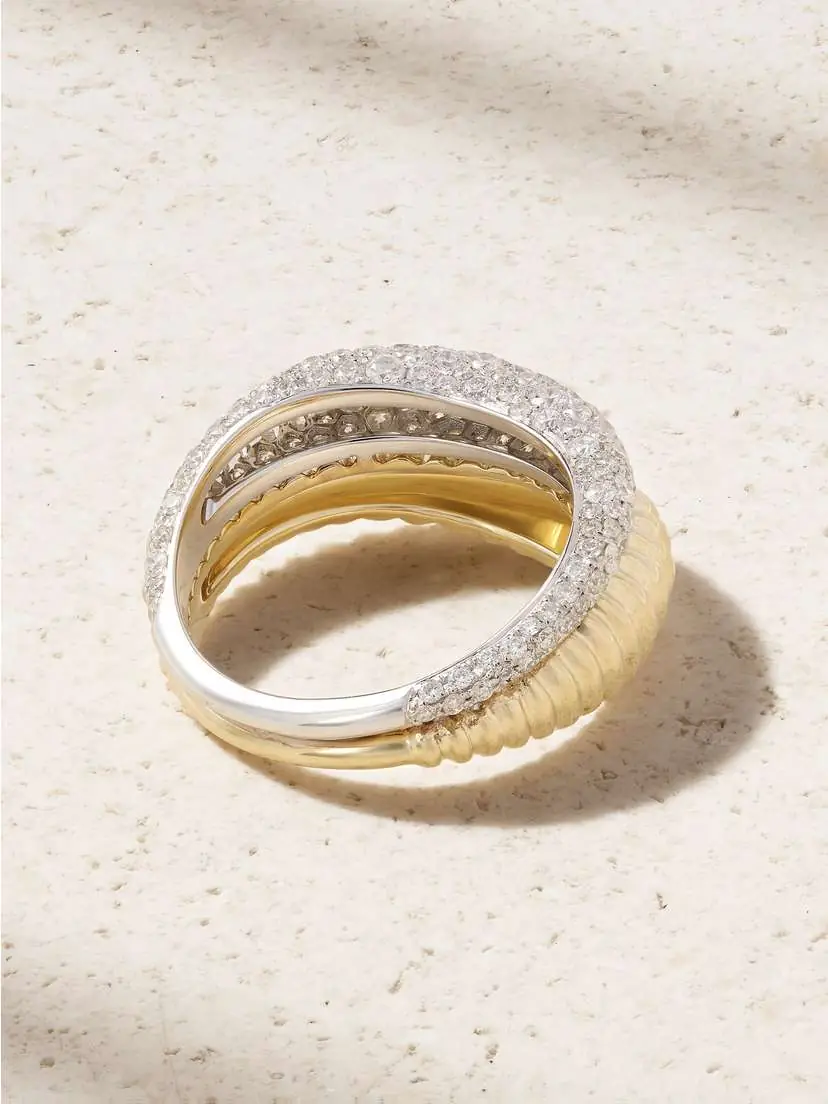 Yvonne Léon Bouée Vague 9-karat Yellow And White Gold Diamond Ring | Thumbnail 3