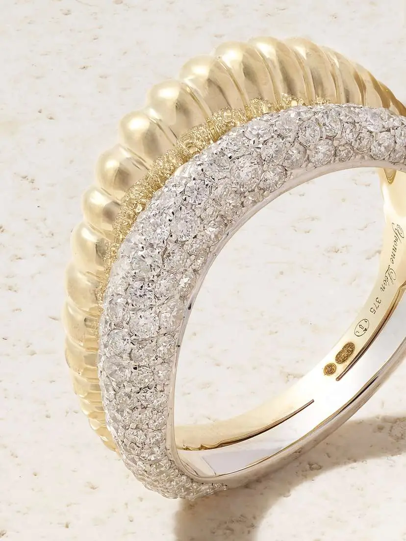 Yvonne Léon Bouée Vague 9-karat Yellow And White Gold Diamond Ring | Thumbnail 4
