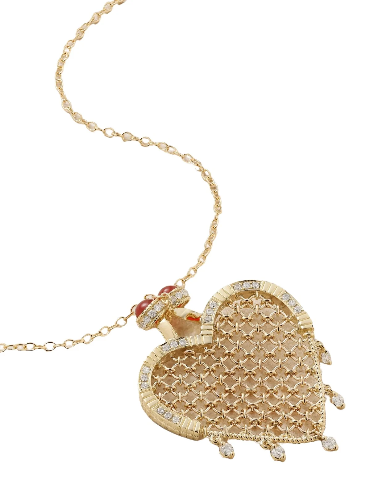 Minaudière Coeur 9- And 18-karat Gold, Agate And Diamond Necklace Minaudière Coeur 9- And 18-karat Gold, Agate And Diamond Necklace