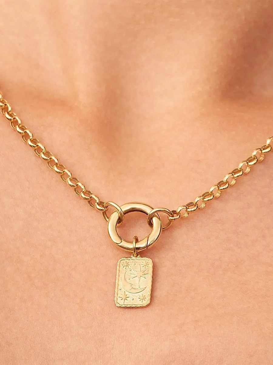 Oradina Women's 14K Yellow Gold Pendant Charm - Gold Moon | Thumbnail 2 Oradina Women's 14K Yellow Gold Pendant Charm - Gold Moon | Thumbnail 2