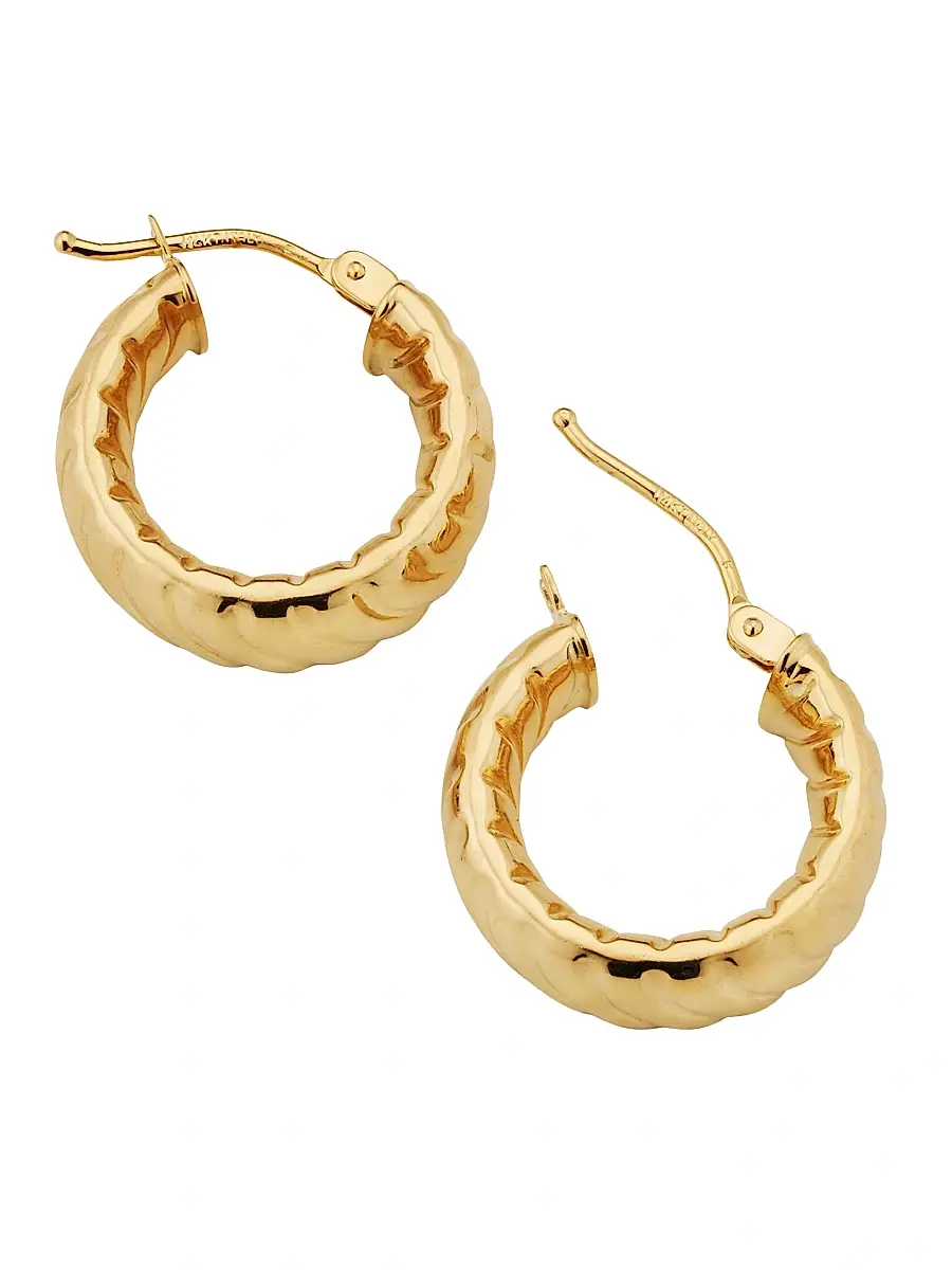 Oradina Women's 14K Yellow Gold Cobra Bold Hoops - Gold | Thumbnail 5 Oradina Women's 14K Yellow Gold Cobra Bold Hoops - Gold | Thumbnail 5