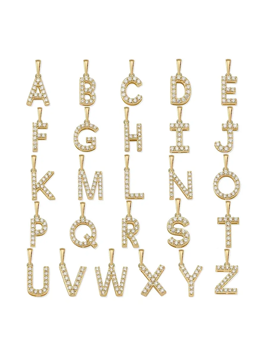 Oradina Women's 14K Yellow Gold Luxe Letter Diamond Initial Pendant Charm - Letter X Gold | Thumbnail 2 Oradina Women's 14K Yellow Gold Luxe Letter Diamond Initial Pendant Charm - Letter X Gold | Thumbnail 2