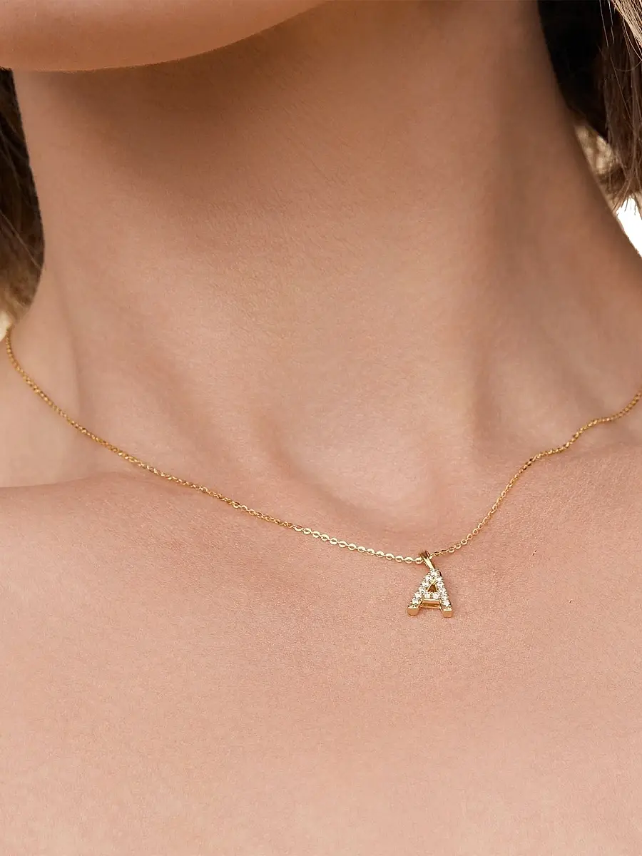 Oradina Women's 14K Yellow Gold Luxe Letter Diamond Initial Pendant Charm - Letter X Gold | Thumbnail 3 Oradina Women's 14K Yellow Gold Luxe Letter Diamond Initial Pendant Charm - Letter X Gold | Thumbnail 3