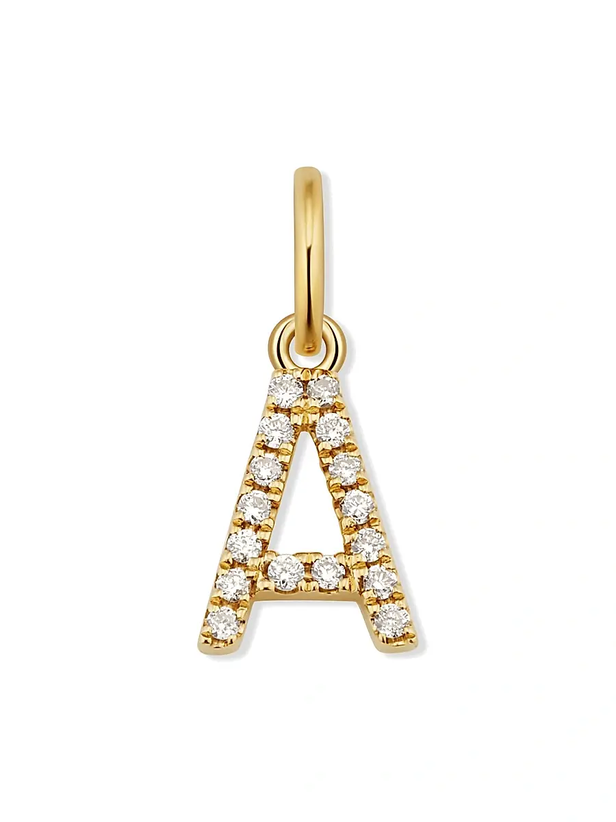 Oradina Women's 14K Yellow Gold My Letter Diamond Initial Pendant Charm - Initial A | Image 1 Oradina Women's 14K Yellow Gold My Letter Diamond Initial Pendant Charm - Initial A | Image 1