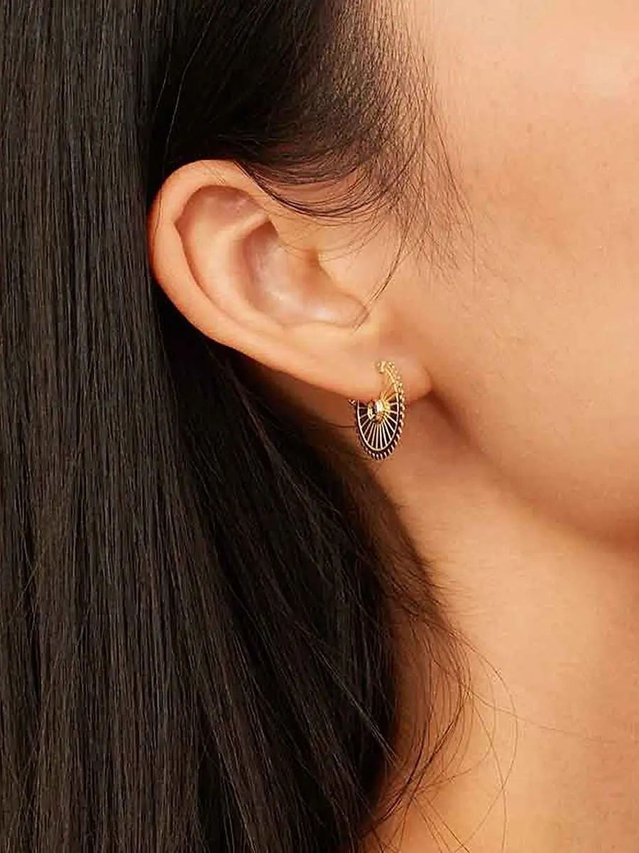 Oradina Women's 14K Yellow Gold Stellar Hoops - Gold | Thumbnail 4 Oradina Women's 14K Yellow Gold Stellar Hoops - Gold | Thumbnail 4
