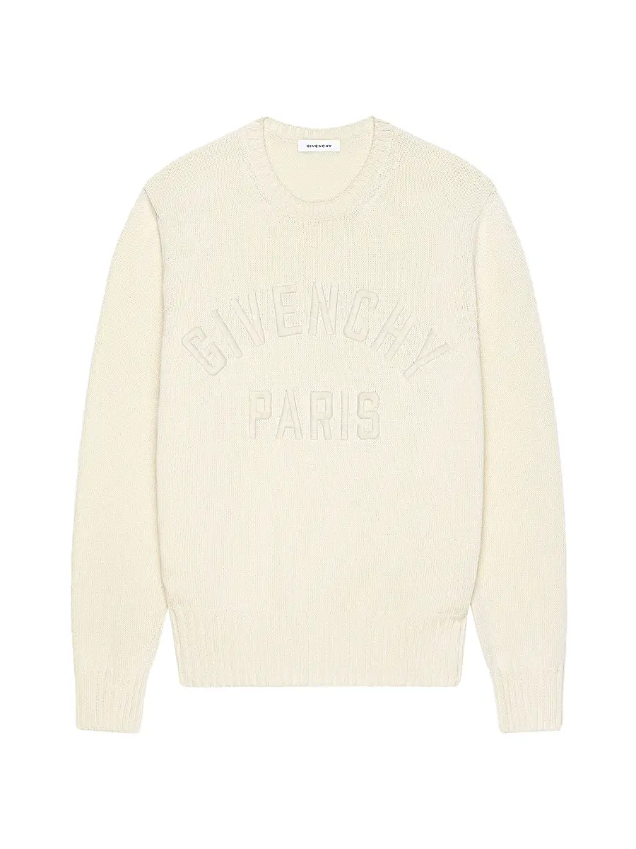 Givenchy Men's Paris Sweater in Cotton - Ecru | Image 1 Givenchy Men's Paris Sweater in Cotton - Ecru | Image 1